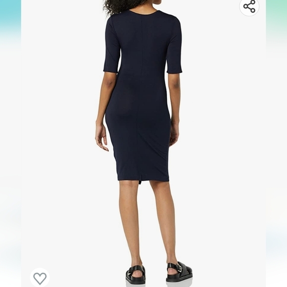 Daily Ritual Jersey Ruched Front Half-Sleeve Dress in Navy Size XL - Picture 3 of 9